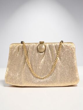 Vintage Gold Evening Bag Chain Clutch Metallic 60s